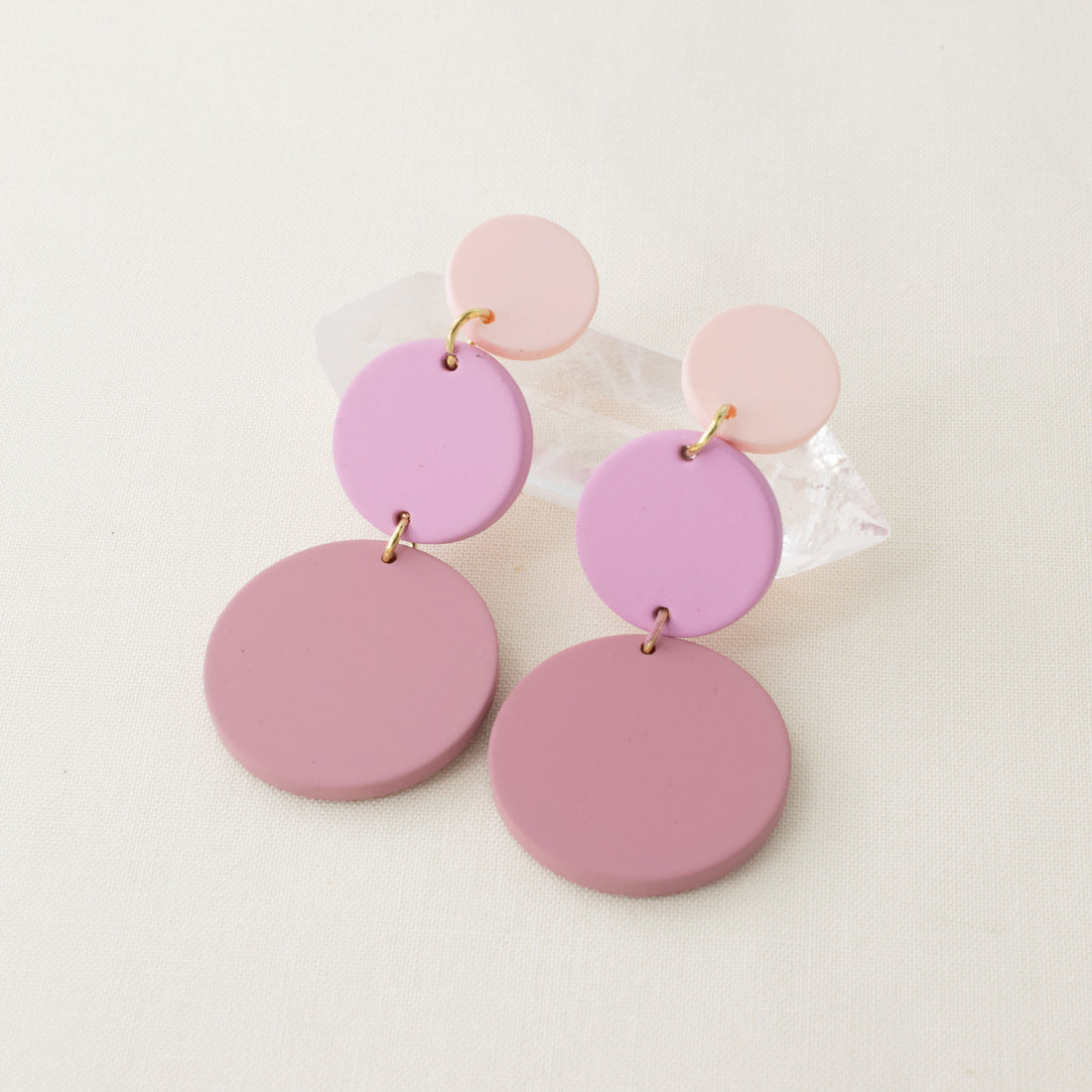 Pink Tiered Drop Earrings