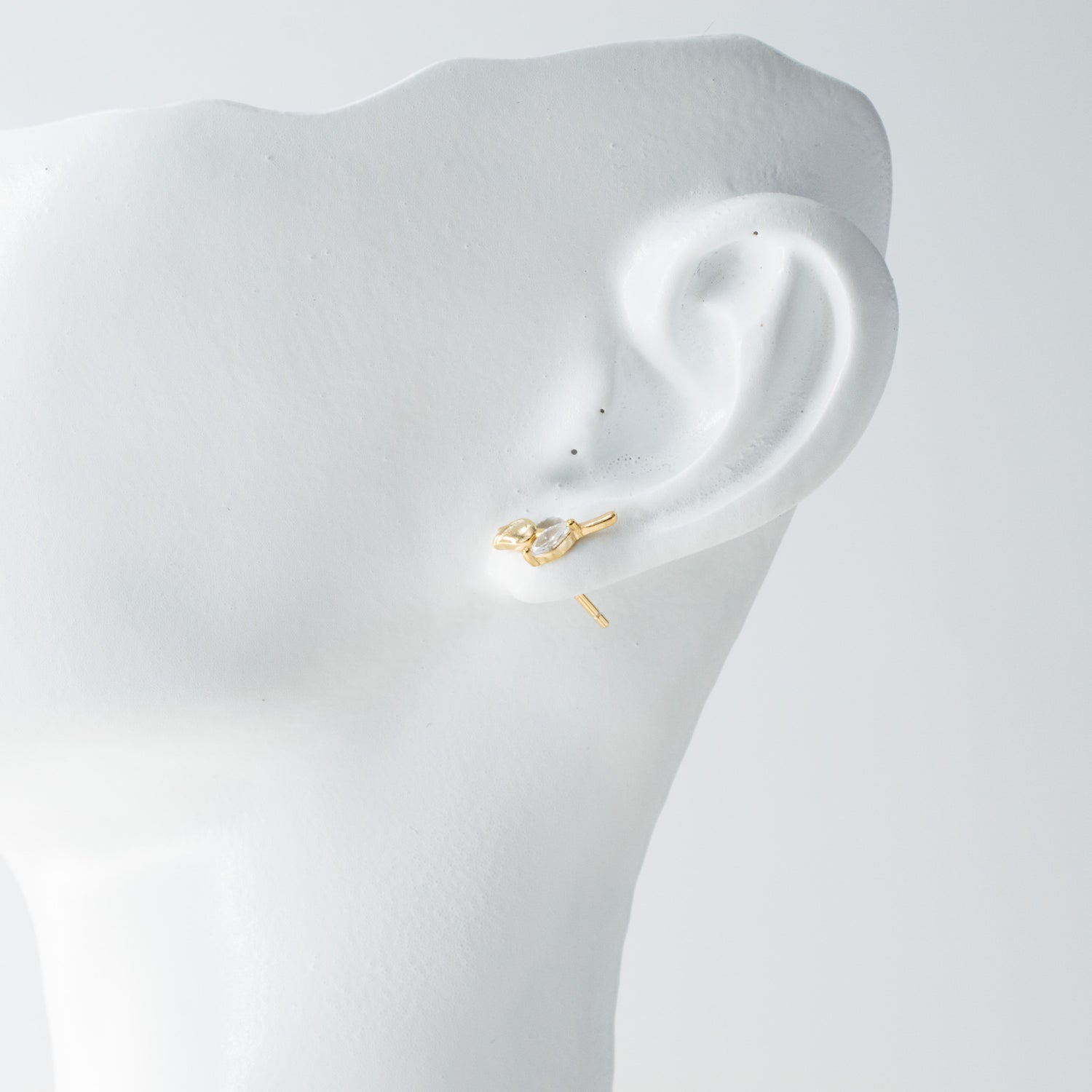 Sleek Gold &amp; Silver Cubic Zirconia Rose Stud Earrings