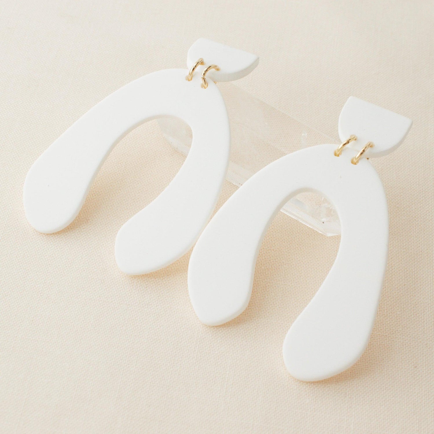 Chic Polymer Clay White Hoop Earrings - avantejewel.com