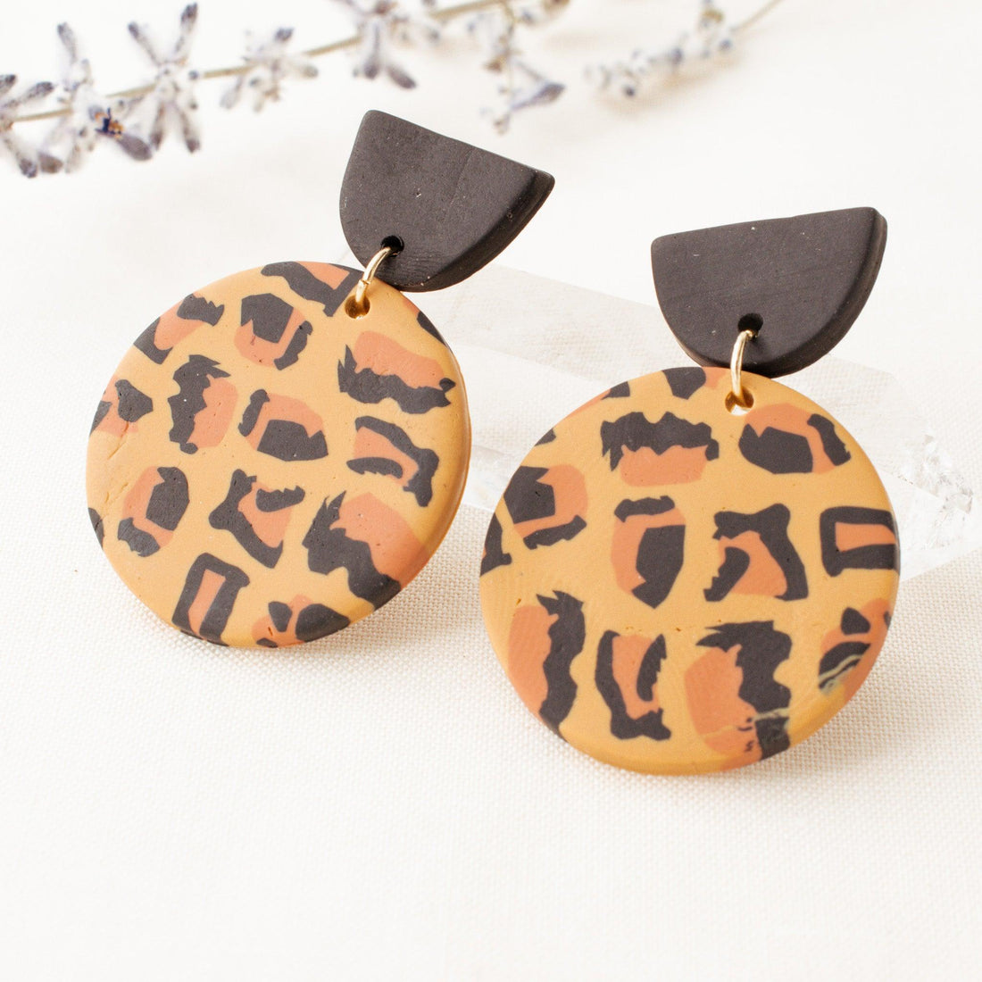 Amber Circle Leopard Silicone Earrings - avantejewel.com