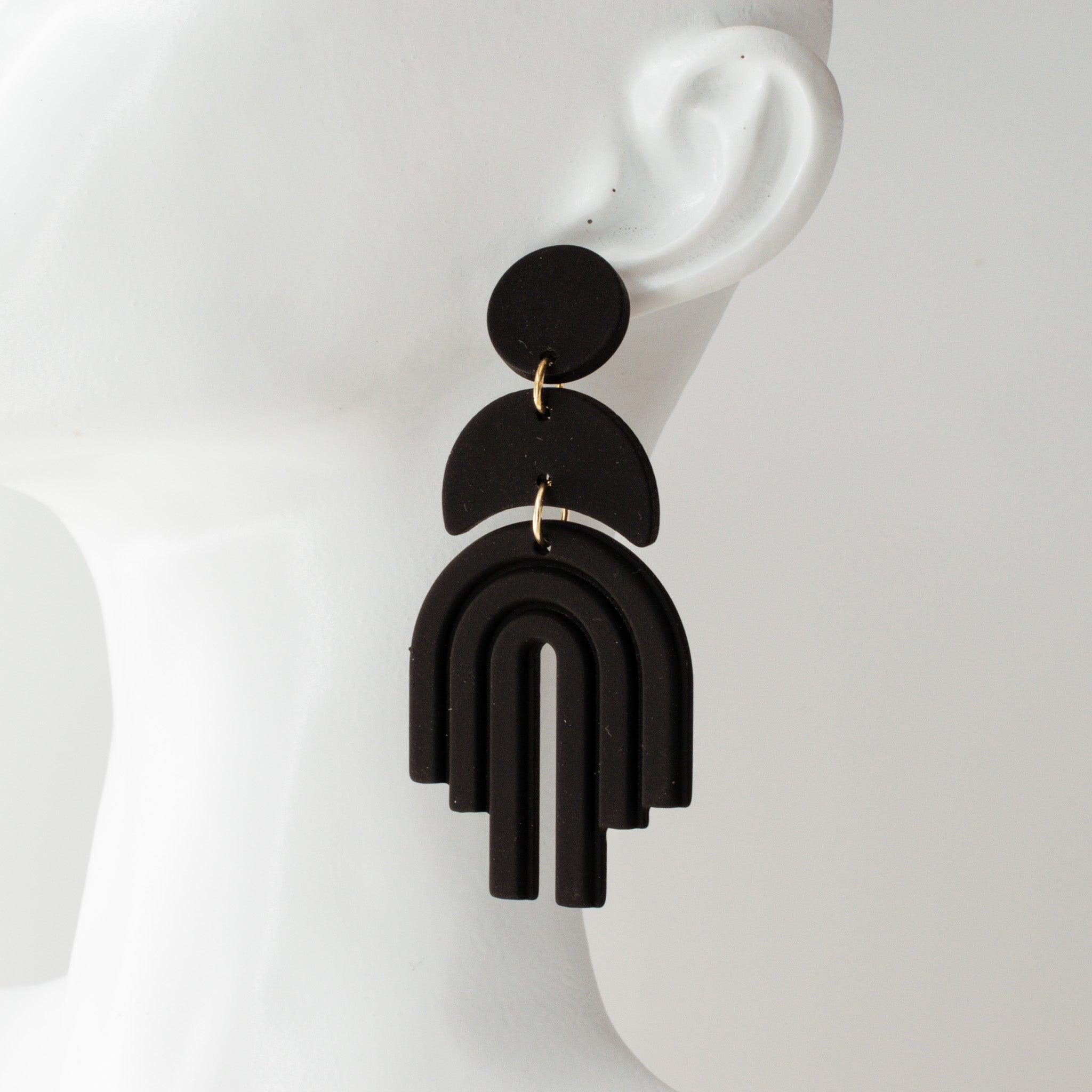 Handcrafted Black Arch Earrings - avantejewel.com