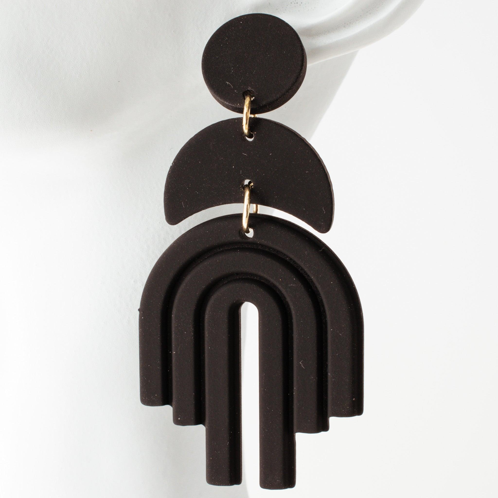 Handcrafted Black Arch Earrings - avantejewel.com