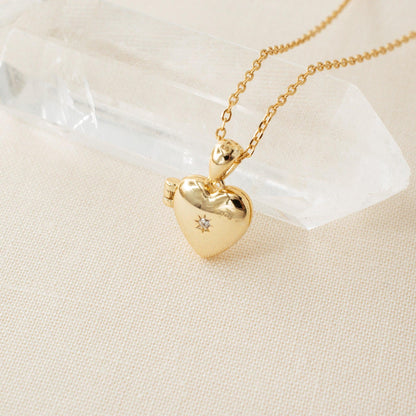Polished Heart Locket Necklace - avantejewel.com