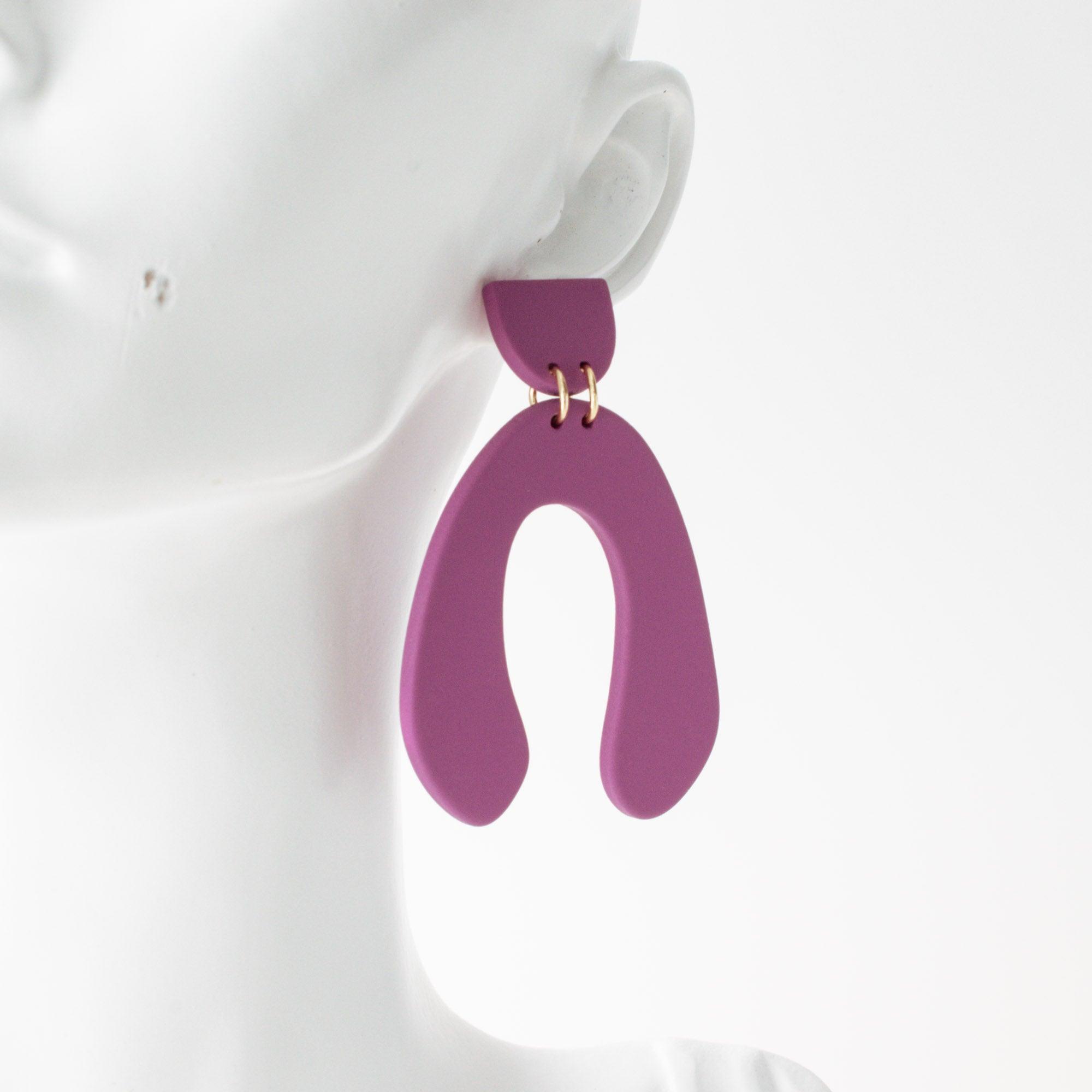 Purple Arches: Polymer Clay &amp; Acrylic Earrings - avantejewel.com