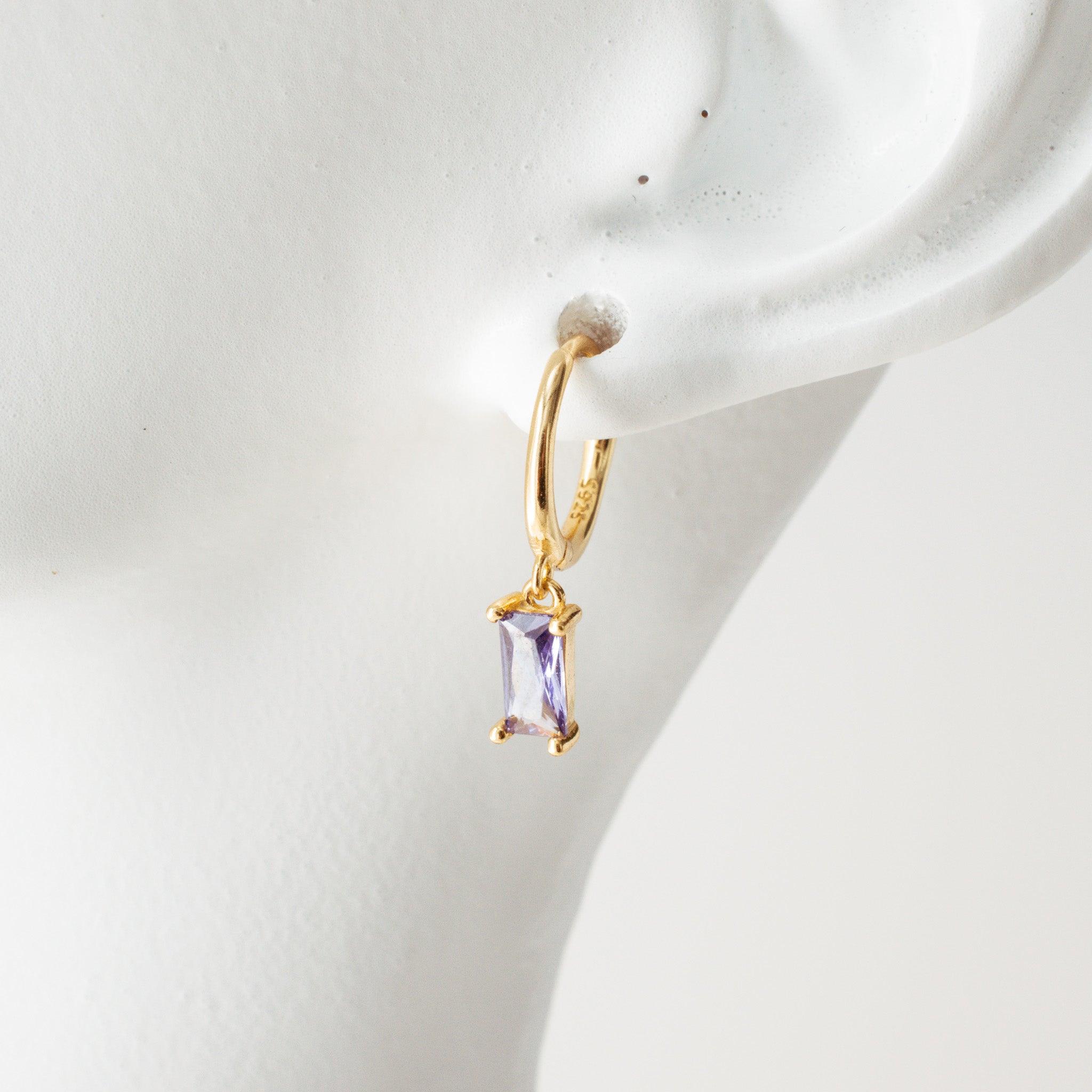Purple Baguette Dangle Earrings - avantejewel.com