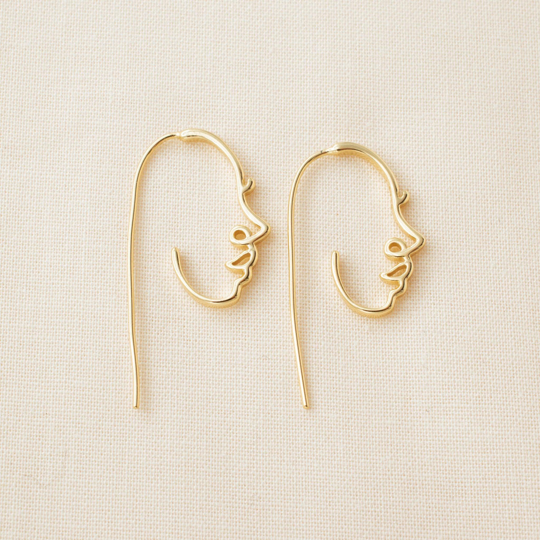 Abstract Gold Face Earrings - avantejewel.com