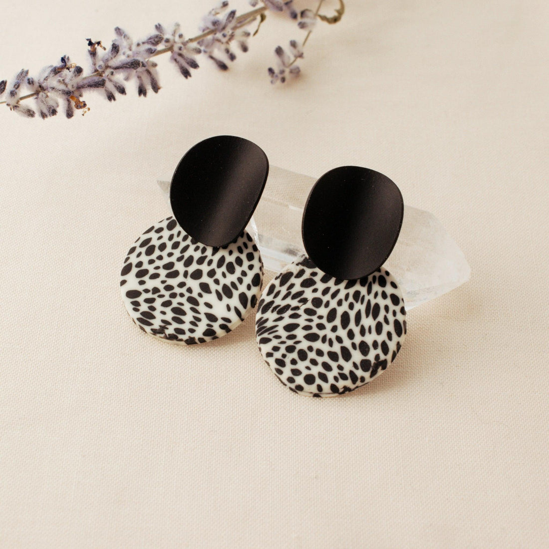 Glenn Black and White Polymer Clay Earrings - avantejewel.com