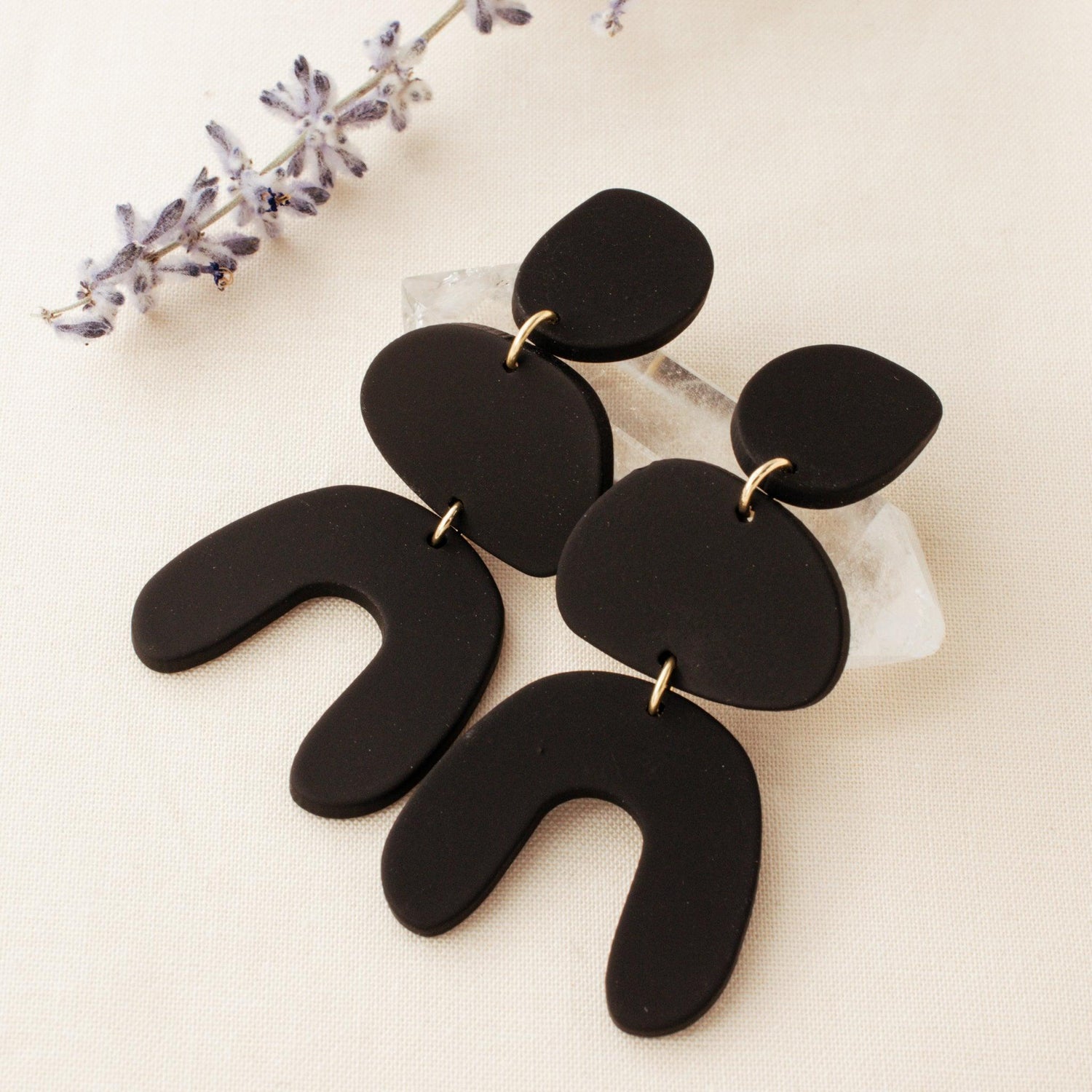 Black Polymer Clay Earrings - avantejewel.com