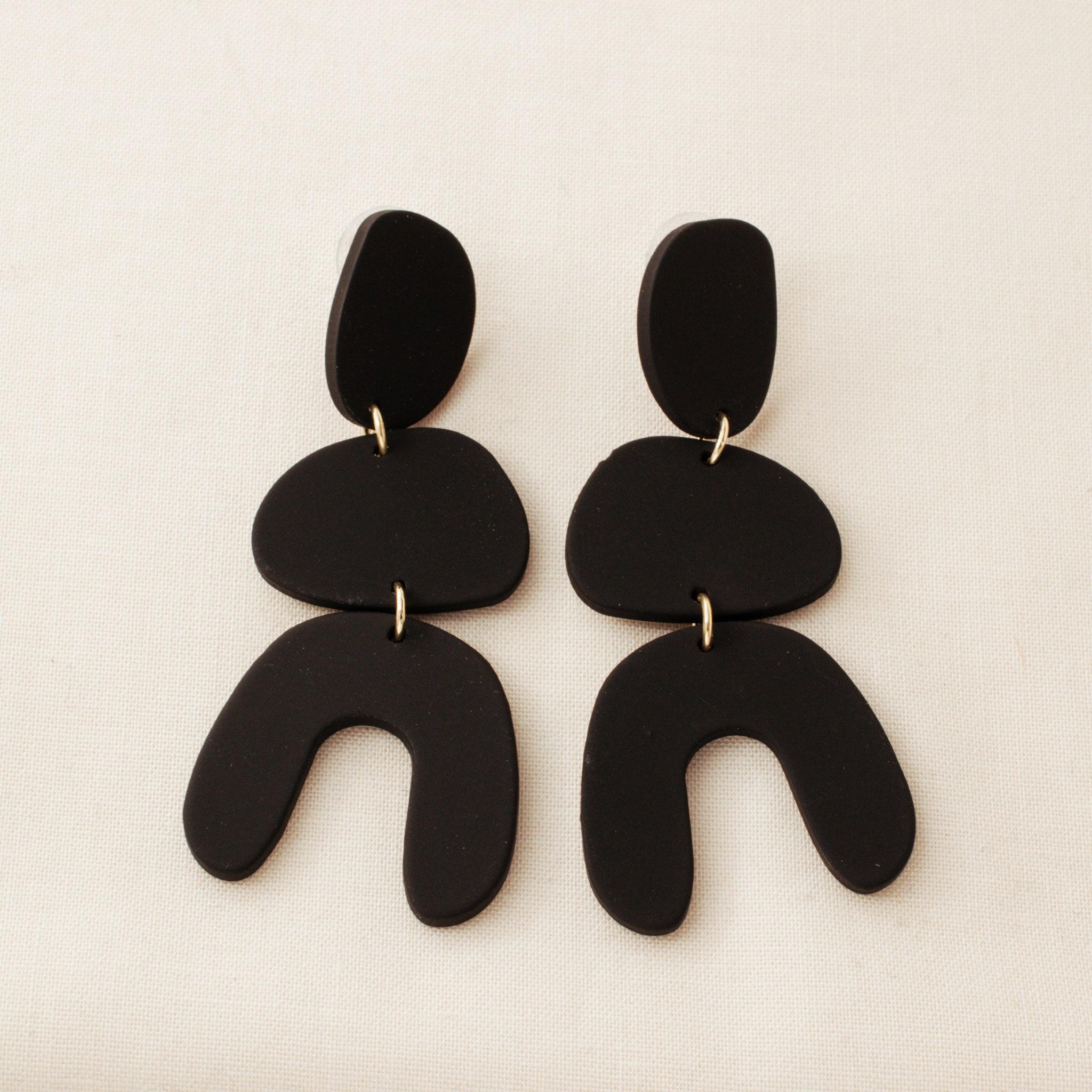 Black Polymer Clay Earrings - avantejewel.com