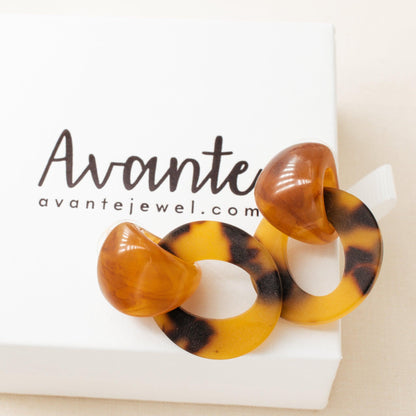 Brown Tortoise Acrylic Earrings - avantejewel.com