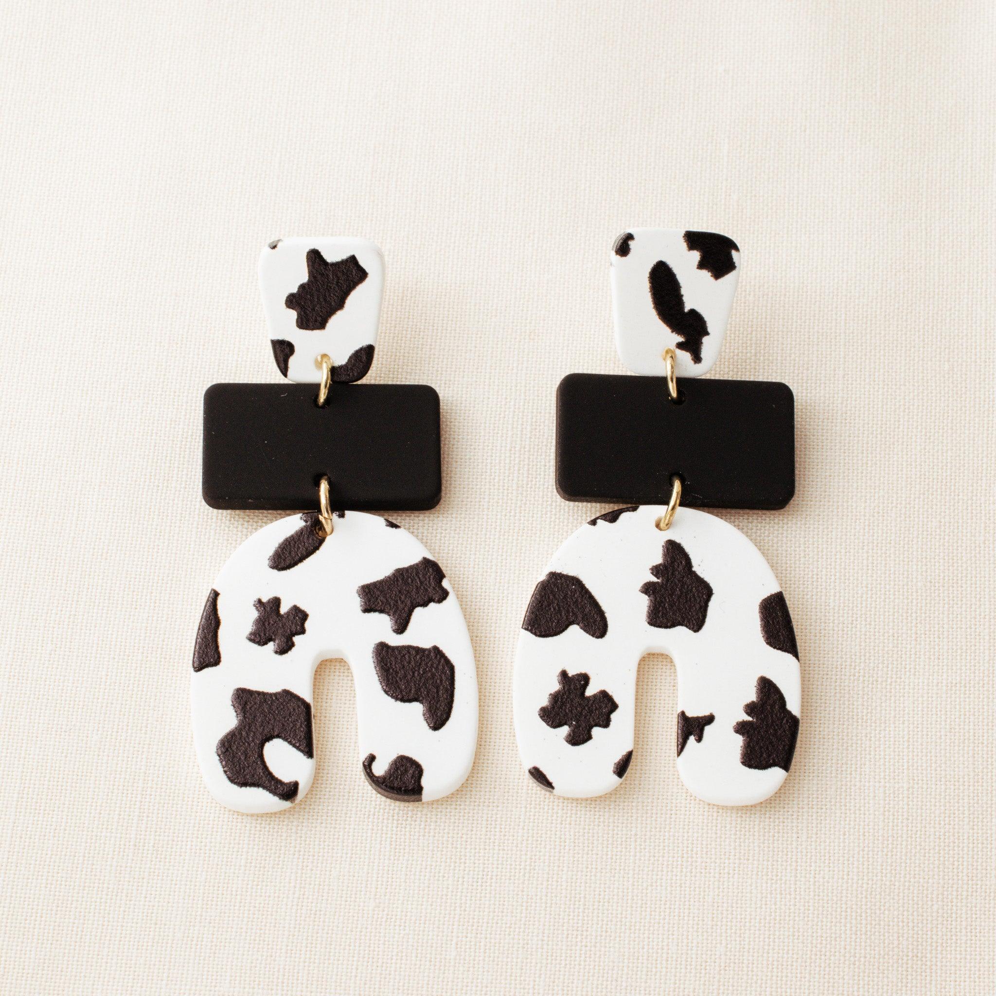 Cow Print Arch Dangle Earrings - avantejewel.com