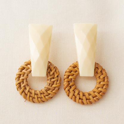 Cream Rattan Earrings - avantejewel.com