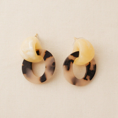 Cream Tortoise Acrylic Earrings - avantejewel.com