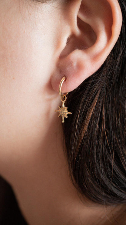 Dangle Star Hoop Earrings - avantejewel.com