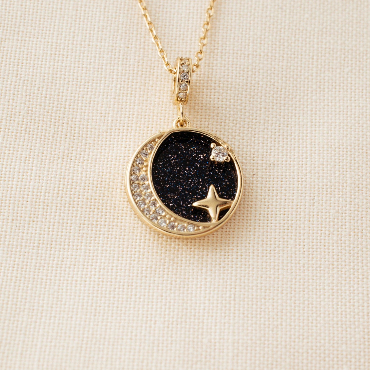 Luna Gold Moon Necklace - avantejewel.com