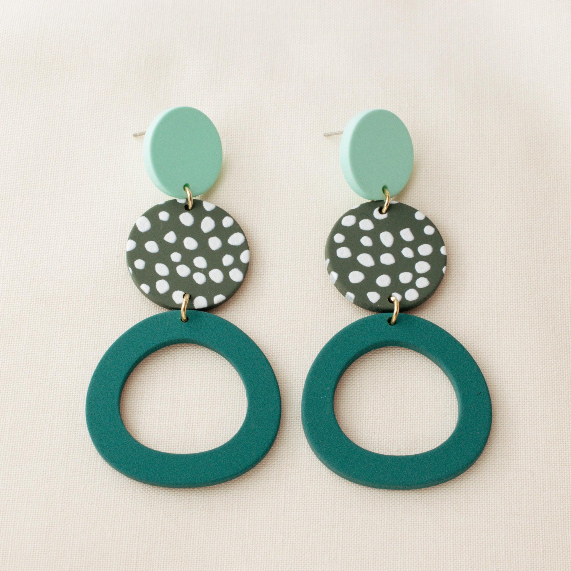 Green Boho Clay Earrings - avantejewel.com