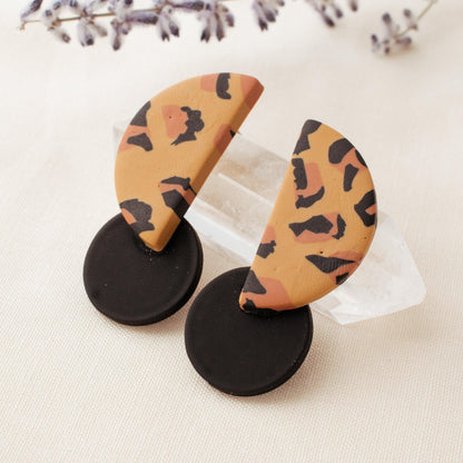 Juma Half Moon Leopard Polymer Clay Earrings - avantejewel.com