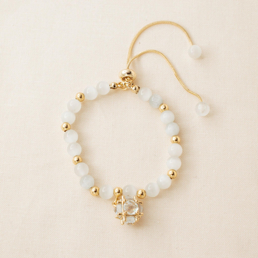 Opal Charm Bracelet with opal and gold-plated beads