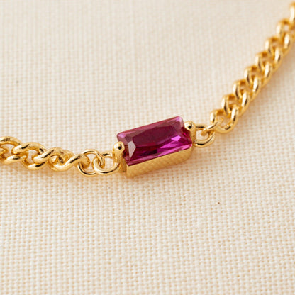Pink Crystal Gold Chain Bracelet - avantejewel.com
