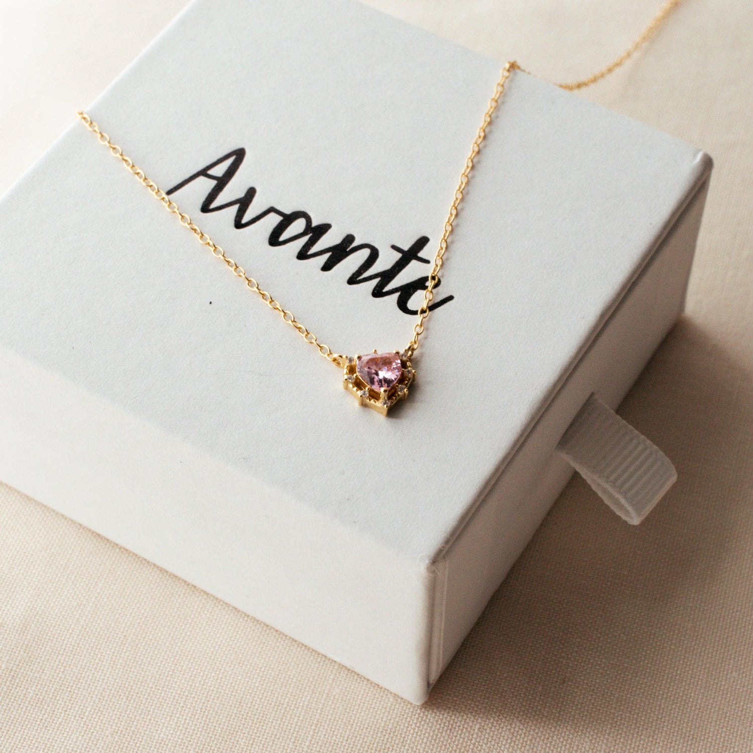 Rose Crystal Heart Necklace - avantejewel.com