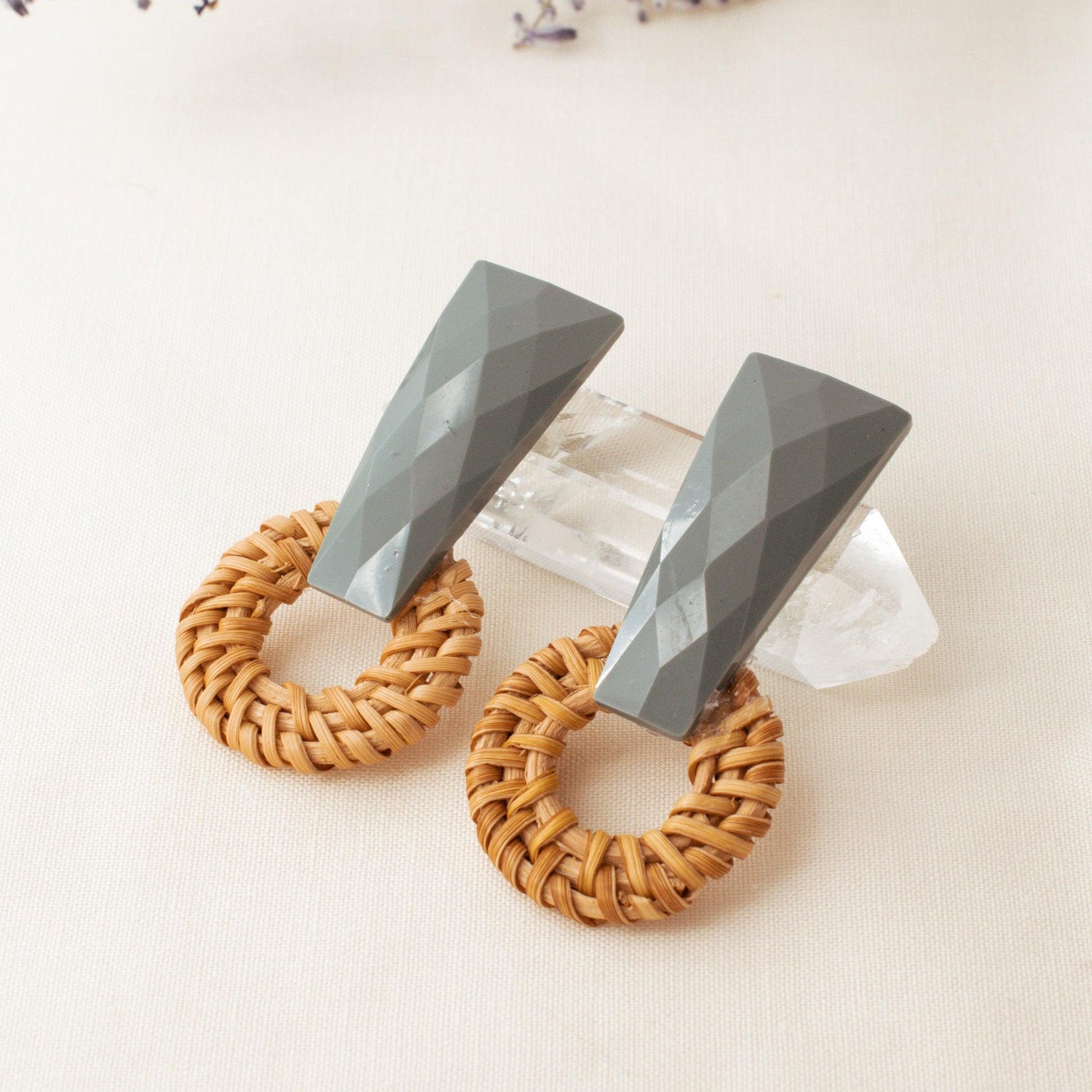 Sage Blue Rattan Earrings - avantejewel.com