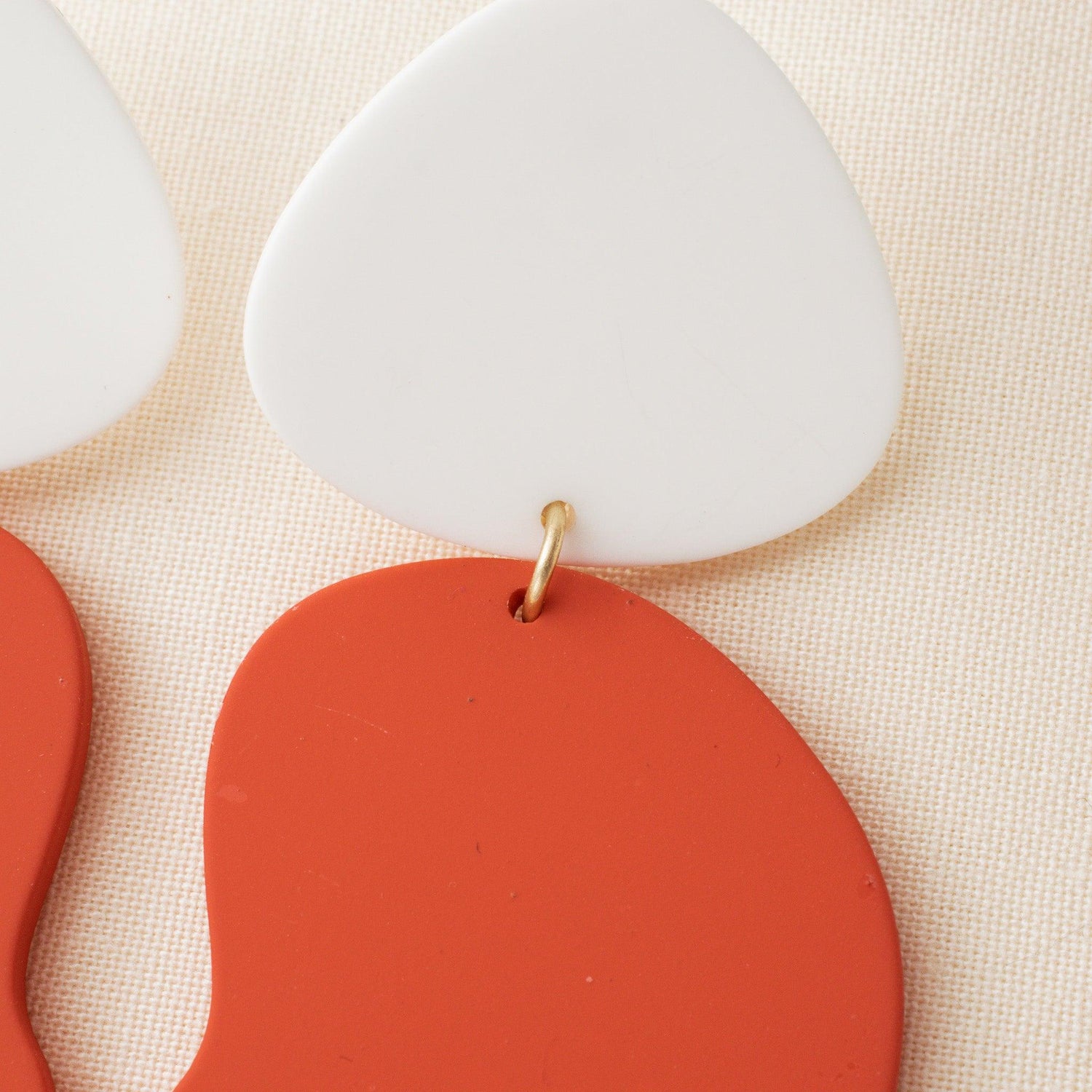 White and Red Modern Statement Earrings - avantejewel.com