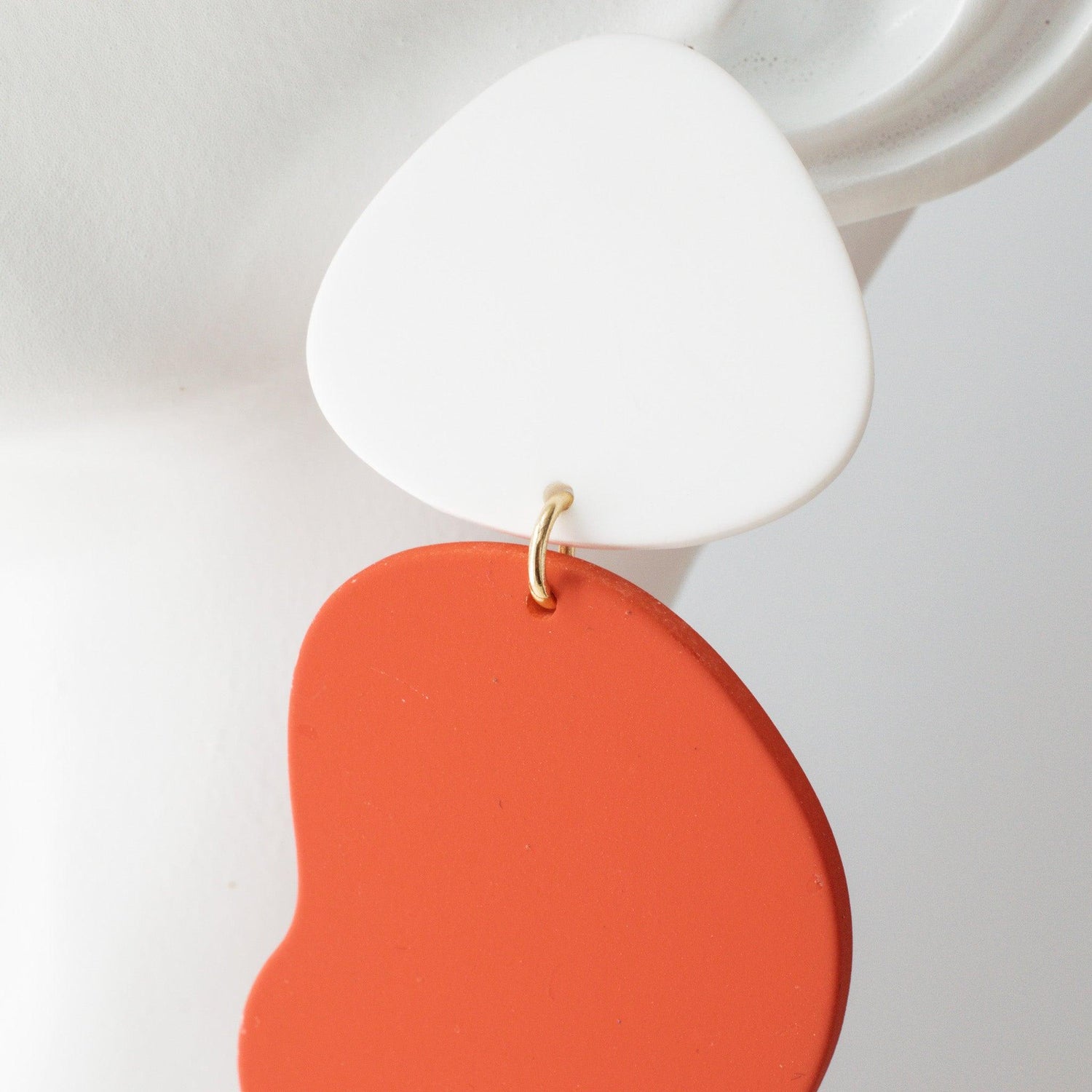 White and Red Modern Statement Earrings - avantejewel.com