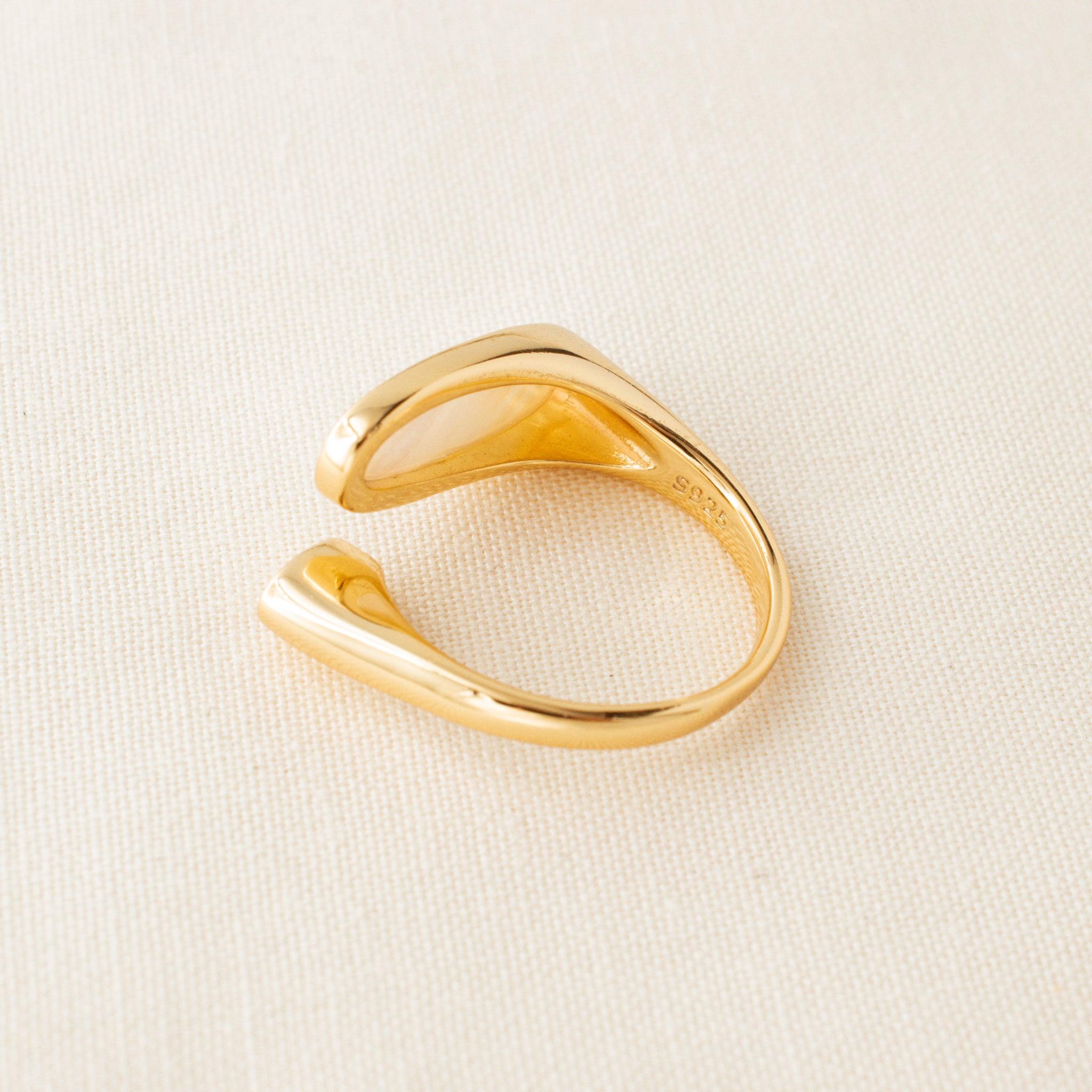 Barbara White Shell Adjustable Ring - avantejewel.com